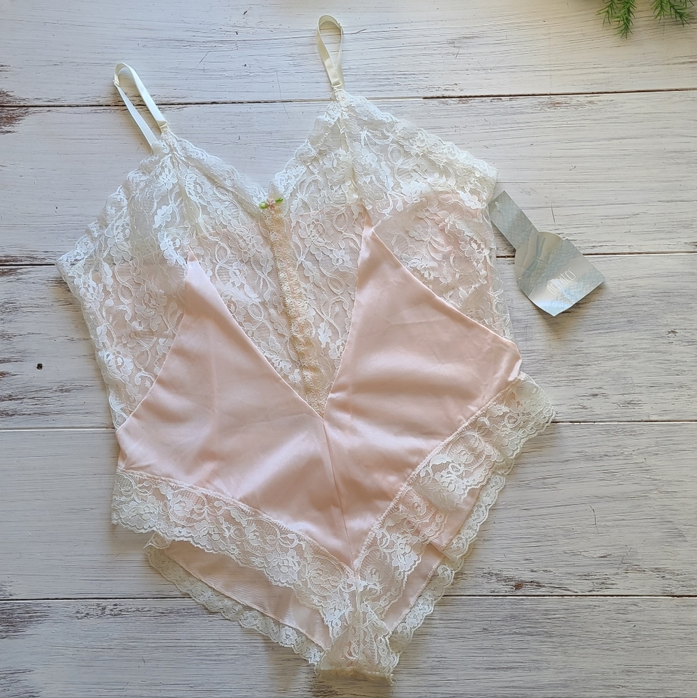 Vintage Pastel Lace Teddy Large by Delicates Nylon